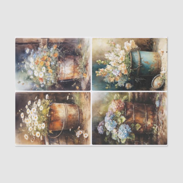 Bucket of Flowers Tissue Paper (Front)