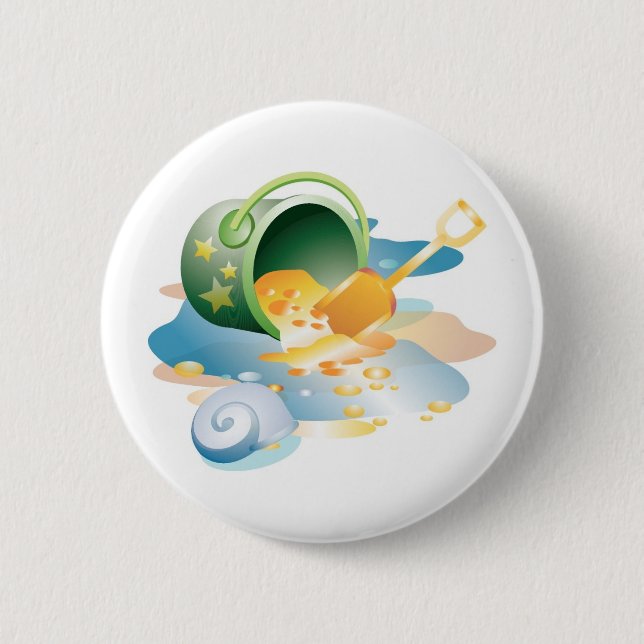 Bucket, Pail and Shell Pinback Button (Front)