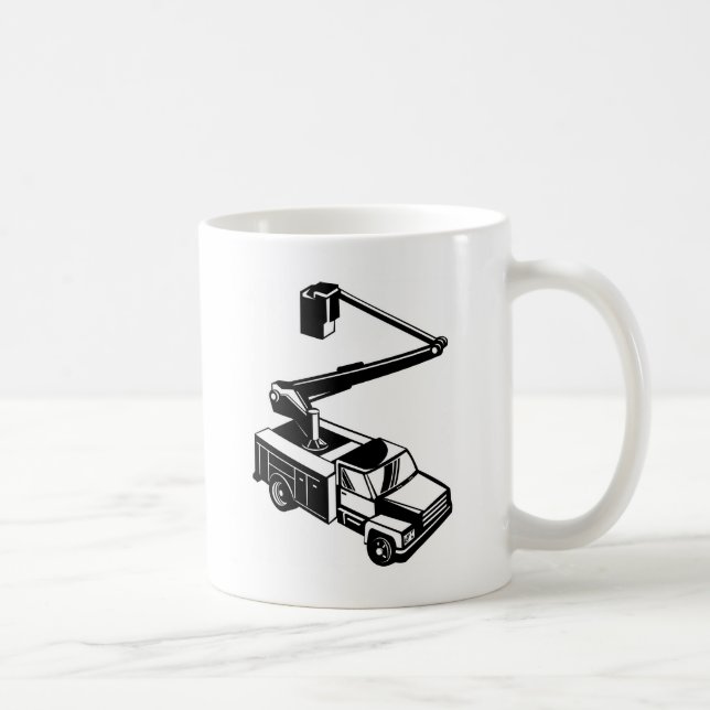 bucket truck cherry picker retro coffee mug (Right)