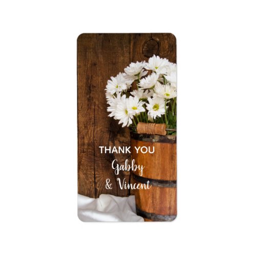 Bucket White Daisies Barn Wedding Thank You Tags