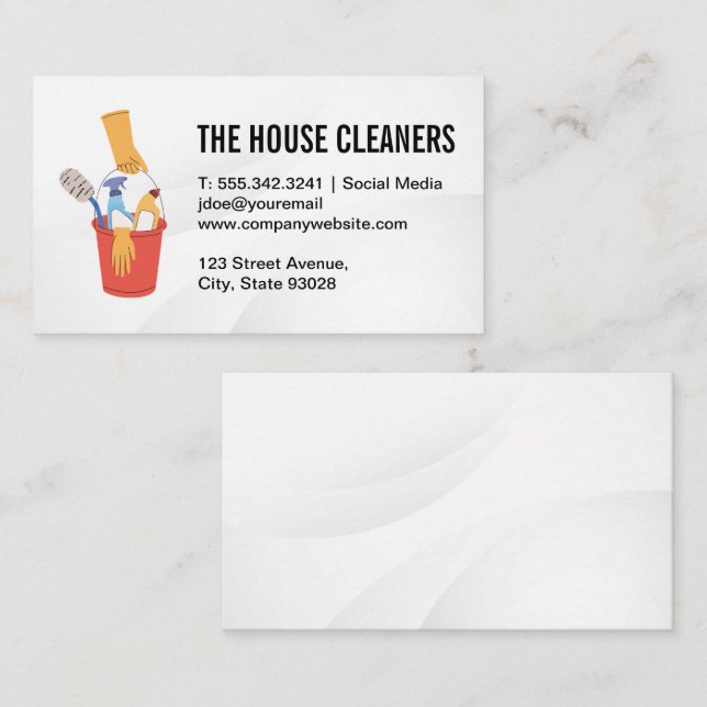Bucket with Cleaning Products Business Card (Front/Back)