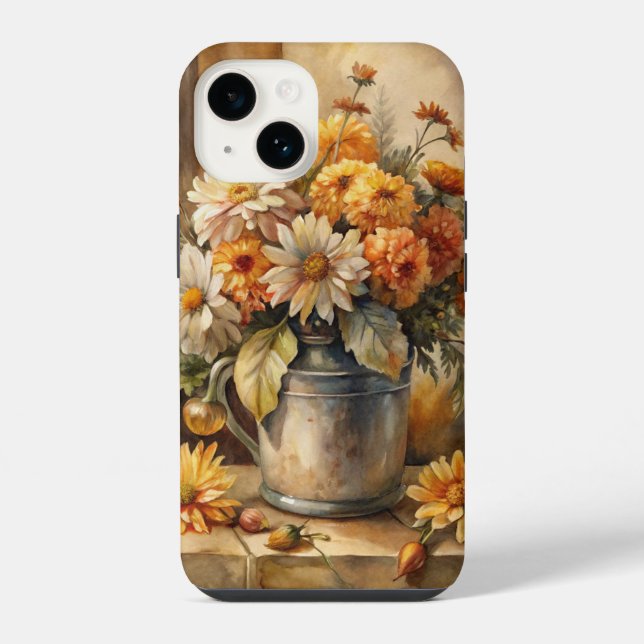 Bucket with Fall Floral   Iphone Case (Back)