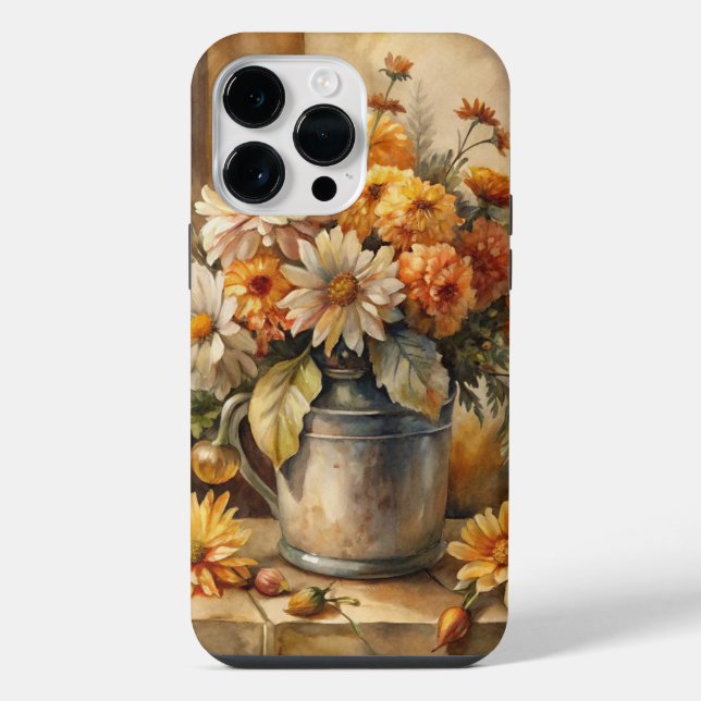 Bucket with Fall Floral   Iphone Case (Back)