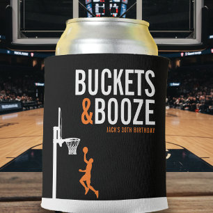 Buckets & Booze Adult Basketball Birthday Party Can Cooler