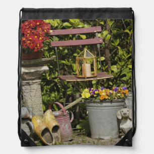 Buckets, shoes, and flowers, Zaanse Schans, Drawstring Bag