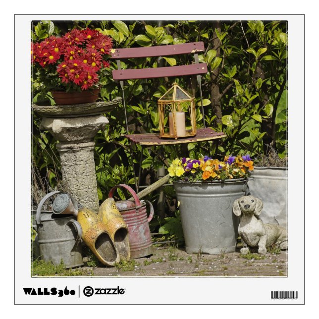 Buckets, shoes, and flowers, Zaanse Schans, Wall Sticker (Front)