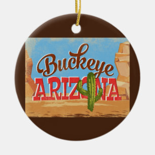 Buckeye Arizona Cartoon Desert Vintage Travel Ceramic Ornament