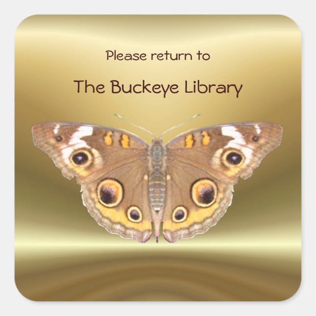 Buckeye butterfly Bookplate 2 ~ sticker (Front)
