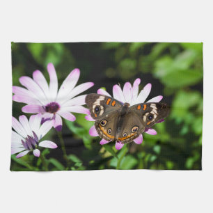 Buckeye Butterfly on Purple flower Towel