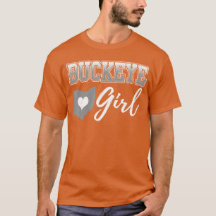 Buckeye Girl Ohio Home Heart State Map Shape Women T-Shirt