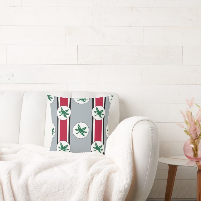 Buckeye Helmet Stripe  Throw Pillow (Couch)