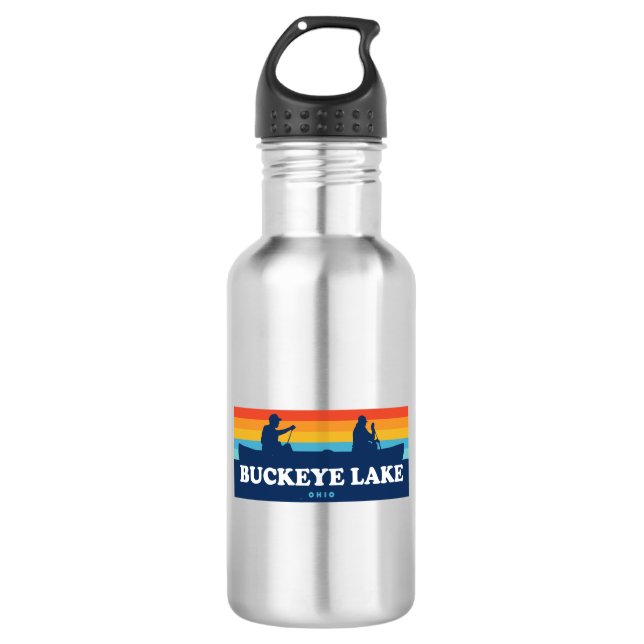 Buckeye Lake Ohio Canoe Stainless Steel Water Bottle (Front)