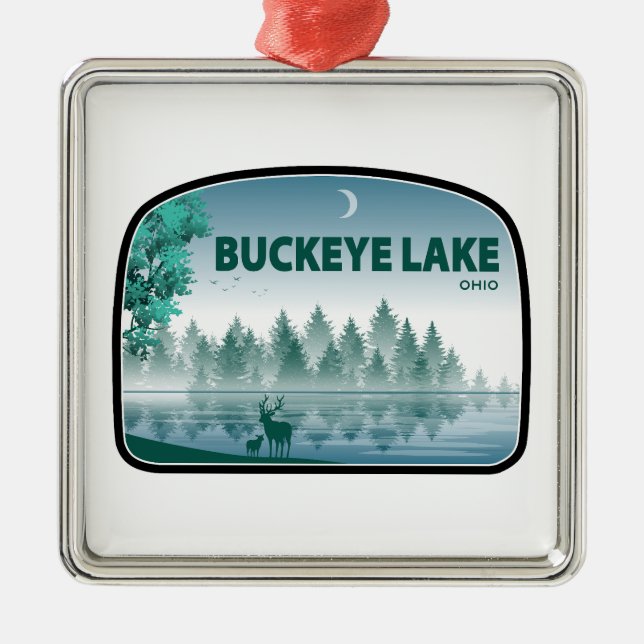 Buckeye Lake Ohio Deer Metal Ornament (Front)