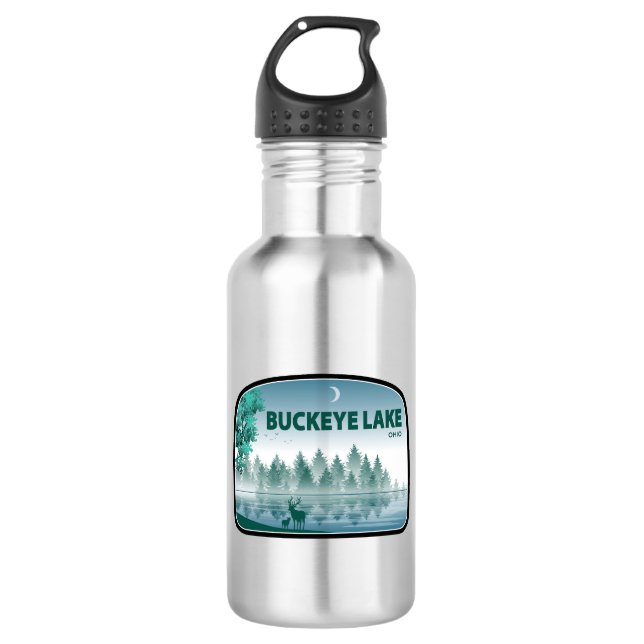 Buckeye Lake Ohio Deer Stainless Steel Water Bottle (Front)