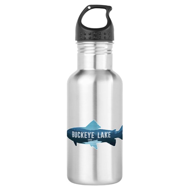 Buckeye Lake Ohio Fish Stainless Steel Water Bottle (Front)