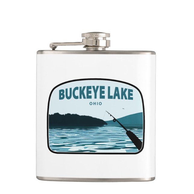Buckeye Lake Ohio Fishing Rod Flask (Front)