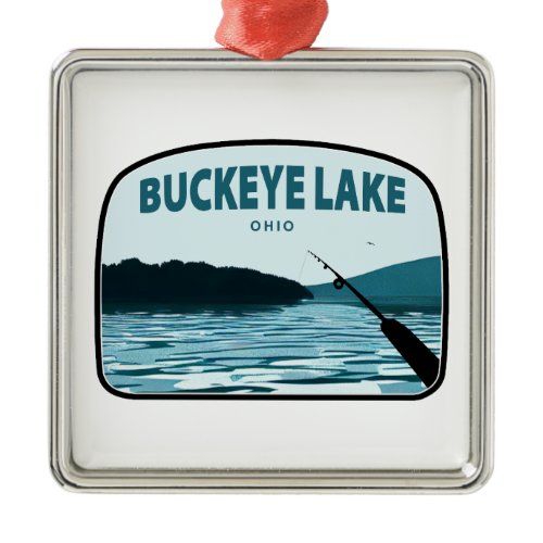 Buckeye Lake Ohio Fishing Rod Metal Ornament