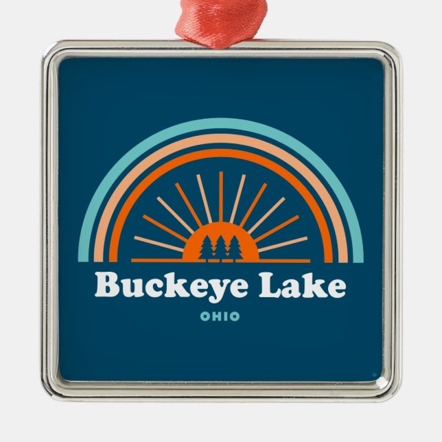 Buckeye Lake Ohio Rainbow Metal Ornament (Front)
