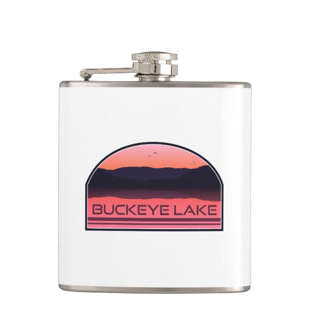 Buckeye Lake Ohio Red Sunrise Flask (Front)