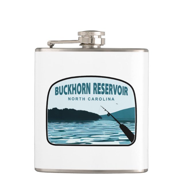 Buckhorn Reservoir North Carolina Fishing Rod Flask (Front)