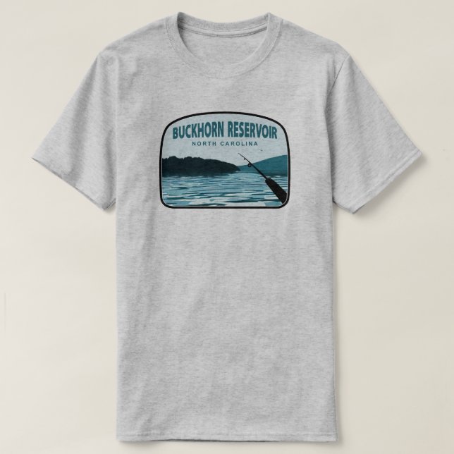 Buckhorn Reservoir North Carolina Fishing Rod T-Shirt (Design Front)