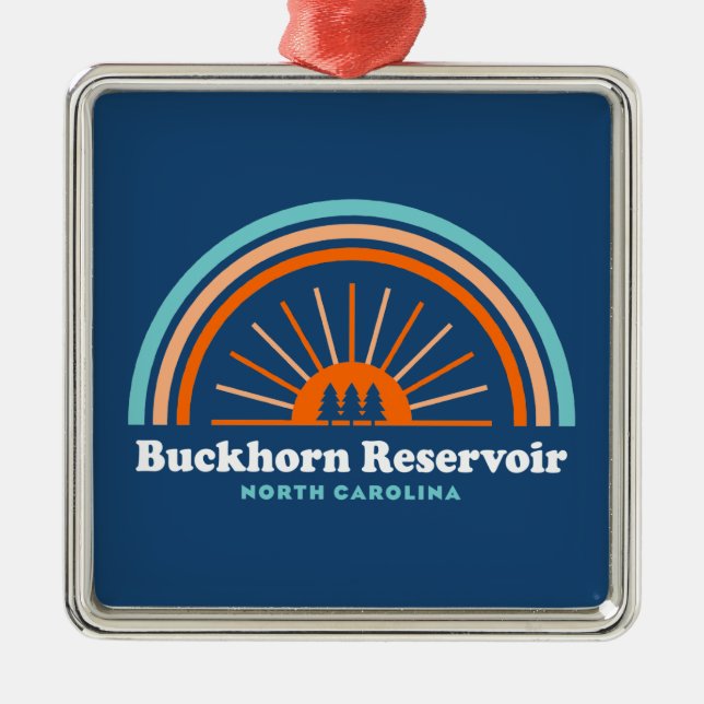 Buckhorn Reservoir North Carolina Rainbow Metal Ornament (Front)