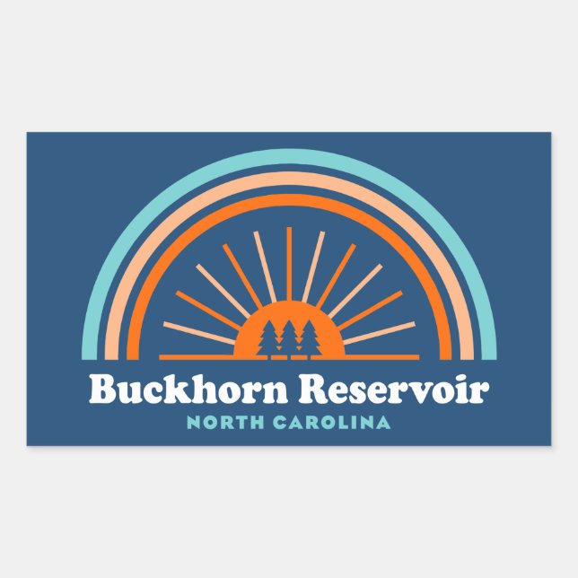 Buckhorn Reservoir North Carolina Rainbow Rectangular Sticker (Front)