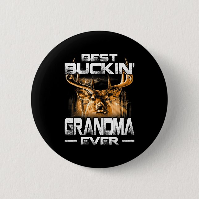 Buckin' Grandma Ever Shirt Deer Hunting Bucking Fa Button (Front)