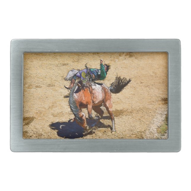 Bucking Bareback Bronco and Rodeo Cowboy Buckle Belt Buckle (Front)