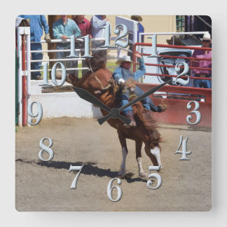 Bucking Bareback Bronco and Rodeo Cowboy Clock