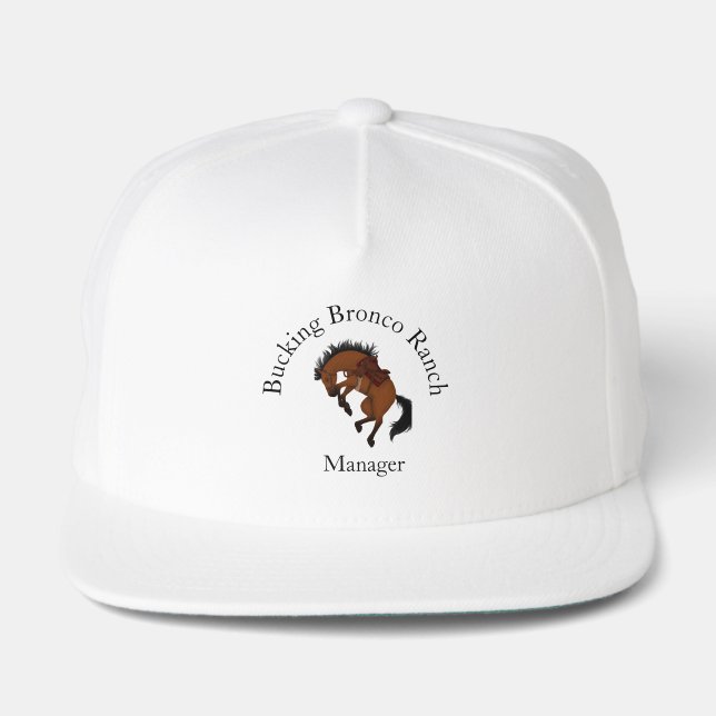 Bucking Bay Horse Custom Equestrian Snap Back Hat (Front)