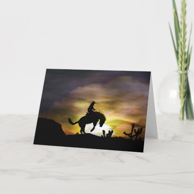 Bucking Bronc Cowboy Rider Birthday Card (Front)