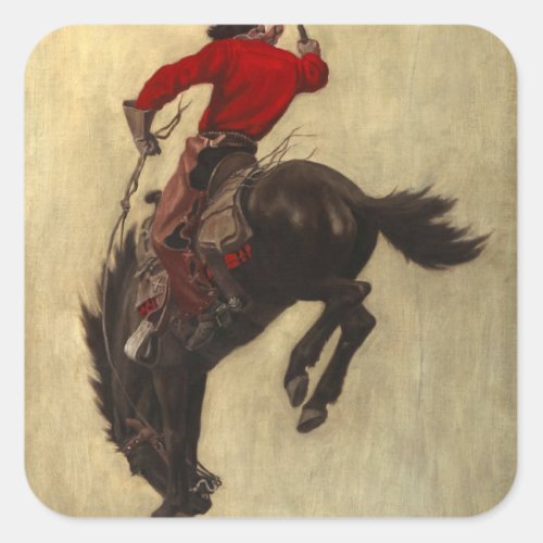 Bucking Bronco 1903 by Newell Convers Wyeth Square Sticker