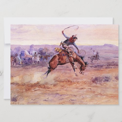 Bucking Bronco by Charles M Russell Card