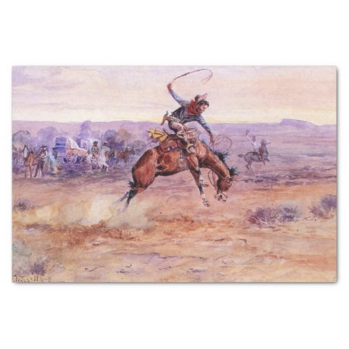 Bucking Bronco by Charles M Russell Tissue Paper