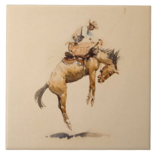 Bucking Bronco by Edward Borein Ceramic Tile