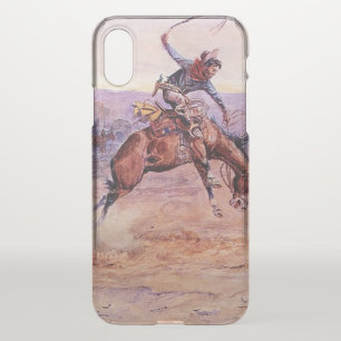 “Bucking Bronco” Cowboy Art by Charles Russell iPhone X Case