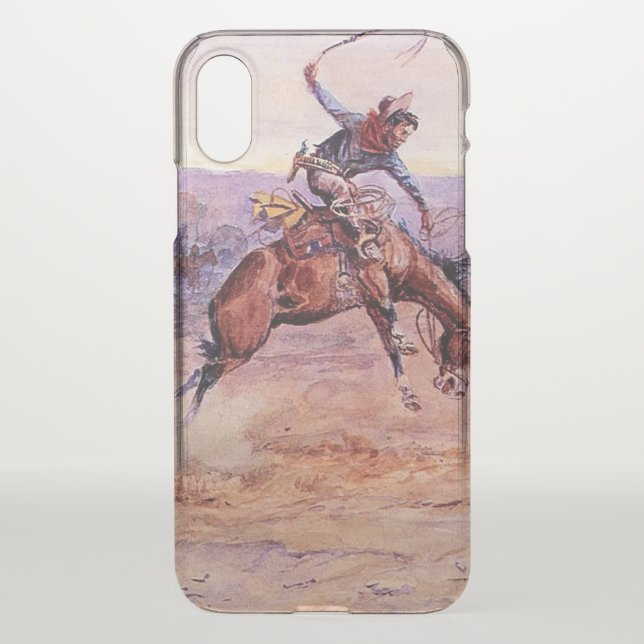 “Bucking Bronco” Cowboy Art by Charles Russell Uncommon iPhone Case (Back)