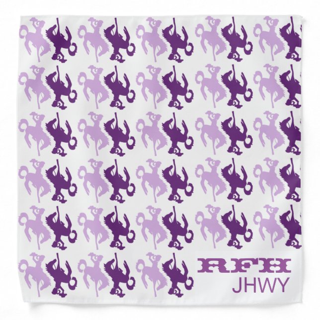 Bucking Bronco Girl purple Bandana (Front)