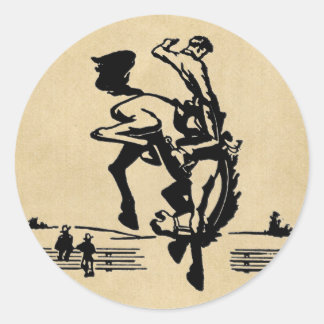 Bucking Bronco Horse and Rider Classic Round Sticker