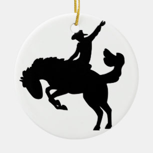 Bucking Bronco Rider Ceramic Ornament
