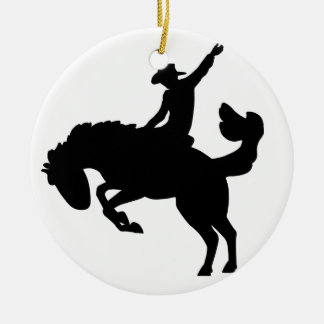 Bucking Bronco Rider Ceramic Ornament