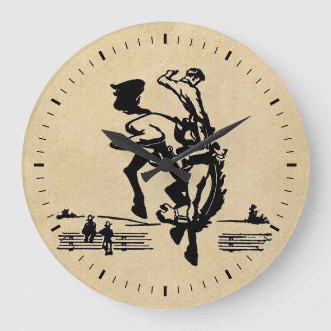 Bucking Bronco Rider Large Clock (Front)