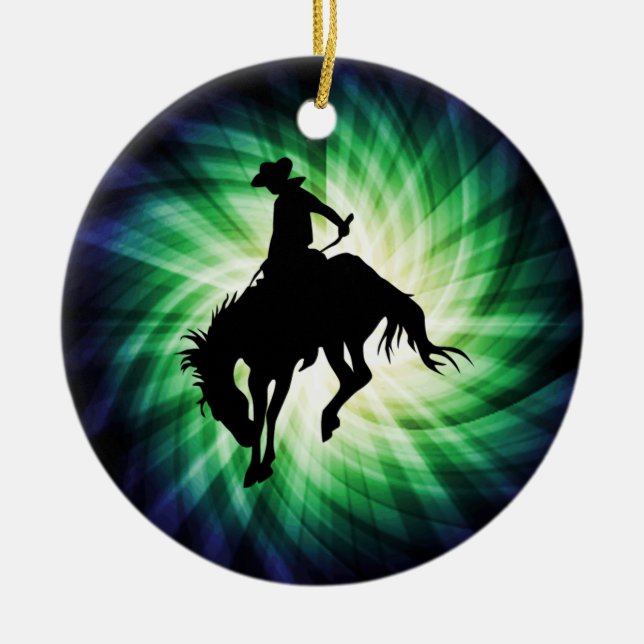 Bucking Bronco; Rodeo; Cool Ceramic Ornament (Front)