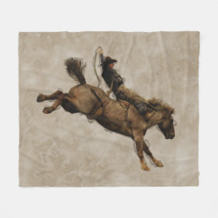 Bucking Bronco Rodeo Cowboy Fleece Blanket