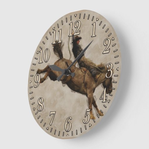 Bucking Bronco Rodeo Cowboy Large Clock | Zazzle