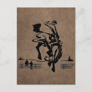 Bucking Bronco Rodeo Leather Postcard