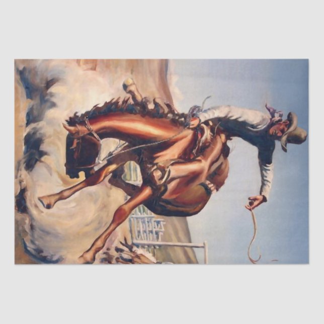 “Bucking Bronco” Western Art by Will James Tissue Paper (Front)