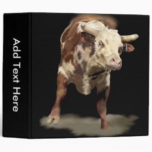 Bucking Bull Portrait Western Rodeo Ranch Art 3 Ring Binder