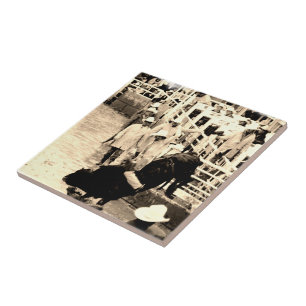 Bucking Bull Rodeo Rider Picture Tile